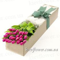 25 tulips in a gift box